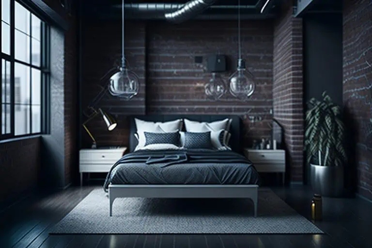 modern bedroom design-industrial chic