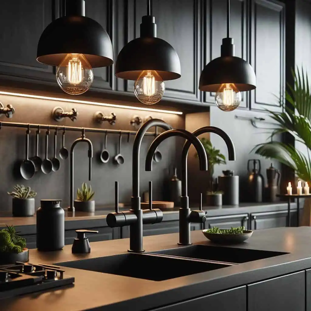 Kitchen Furniture Design Trends 2024-matte black accents
