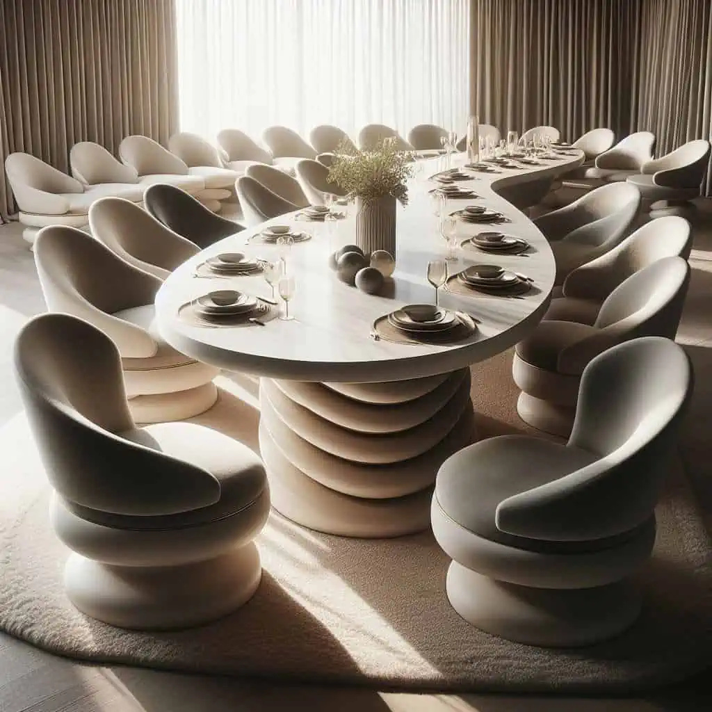 curved and organic shape dining furniture