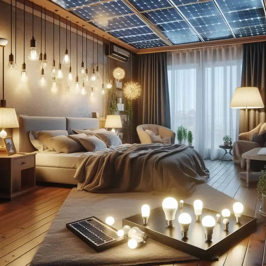 sustainable lighting in bedroom