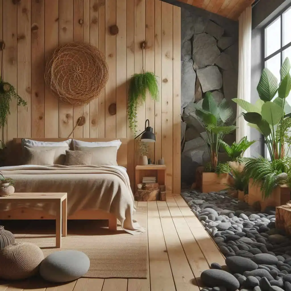 natural elements in bedroom