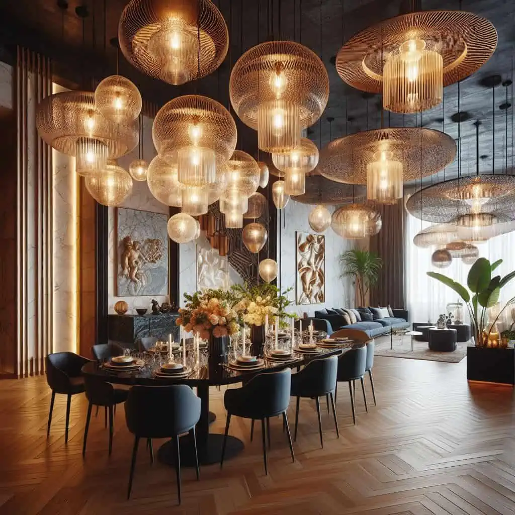 statement lighting for dining spaces