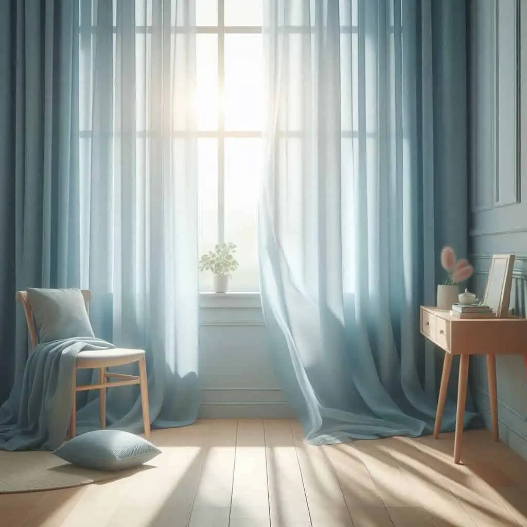 light blue curtain