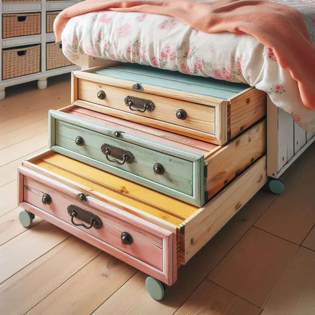 Some bed frames come with built-in drawers, perfect for keeping items organized and out of sight.